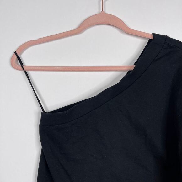 2/$30 ZARA One Shoulder Jumper Sweater Small Black Ruffle Balloon Sleeve #6152 - Picture 5 of 16